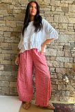 Nonni Gingham Relaxed Barrel Pant Chilli